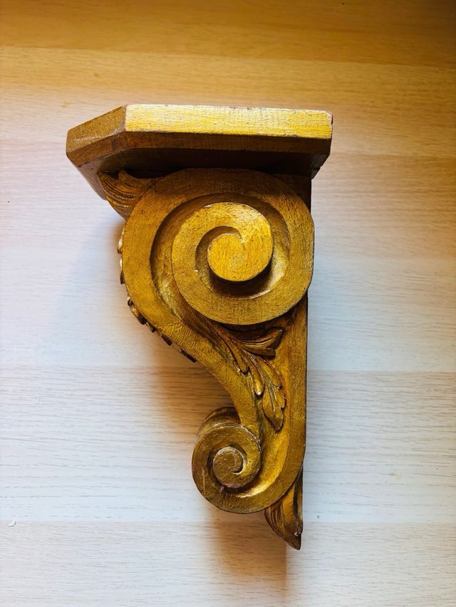 Antiguo pedestal/repisa pared ( ménsula)  madera