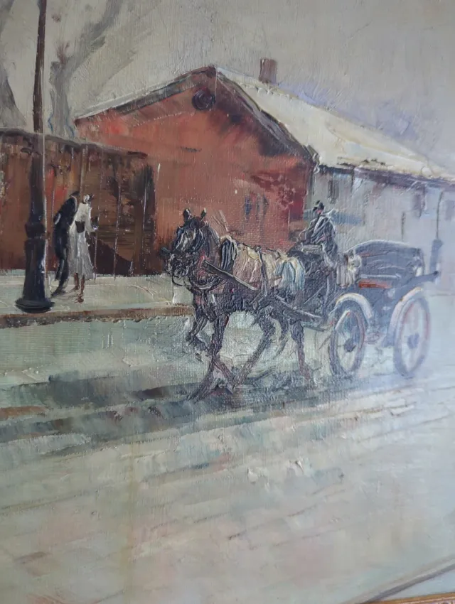 Cuadro paisaje marco dorado