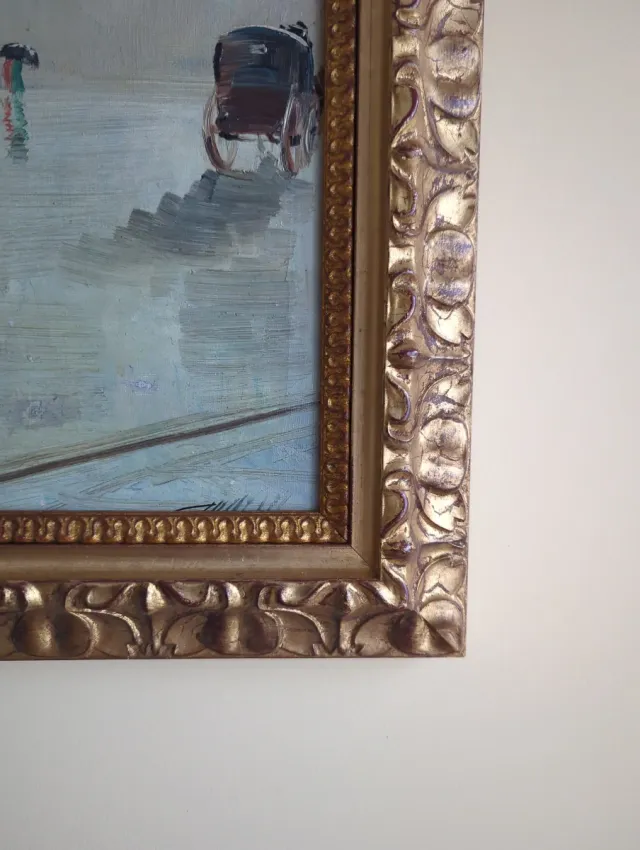 Cuadro paisaje marco dorado