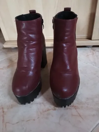 Botín Mujer Rojo Tacón Plataforma