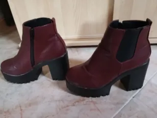 Botín Mujer Rojo Tacón Plataforma