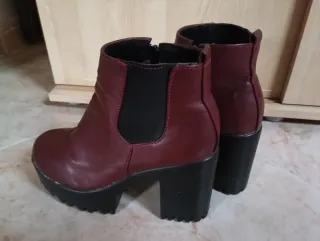 Botín Mujer Rojo Tacón Plataforma