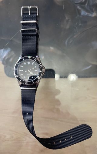 Reloj Cuarzo tipo Submariner Negro y Plateado