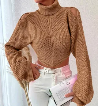 Jersey de cuello alto marrón