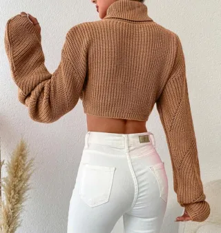 Jersey de cuello alto marrón