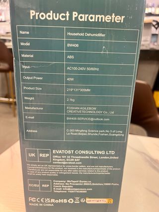 Deshumidificador 2.8L Verde y Blanco