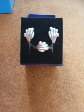 Conjunto Plata Anillo y Pendientes Antiguos