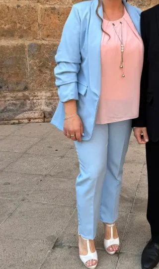 Traje americana y pantalón azul celeste XXL