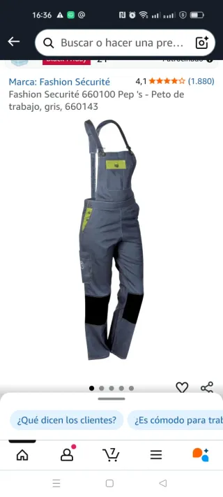 Peto de trabajo gris Mujer