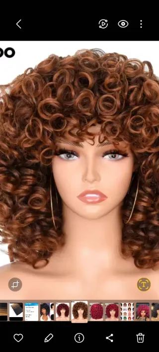 Peluca rizada sintética marrón