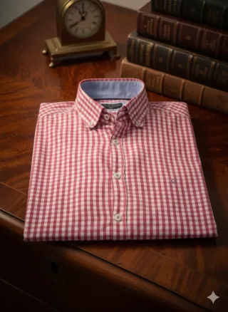 Camisa Oliver Green cuadros rojo y blanco