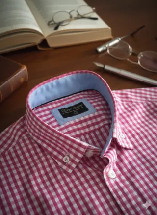 Camisa Oliver Green cuadros rojo y blanco