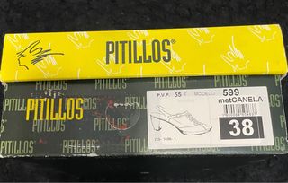 Sandalias doradas PITILLOS mujer tacón 7 cm.