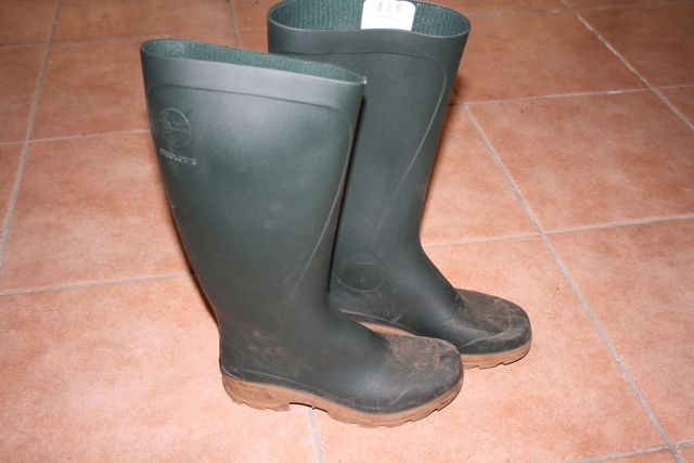 Stivali in gomma, colore verde oliva, taglia 37