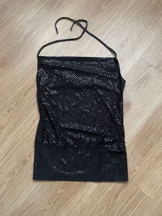 Top Halter Negro Lentejuelas