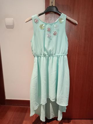 Vestido verde água T8/10 anos