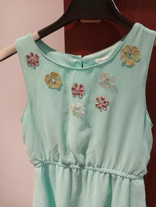 Vestido verde água T8/10 anos