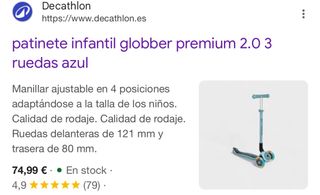 Patinete Infantil Globber 3 Ruedas Azul 3-8 años