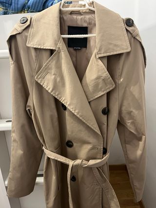 Gabardina larga mujer beige