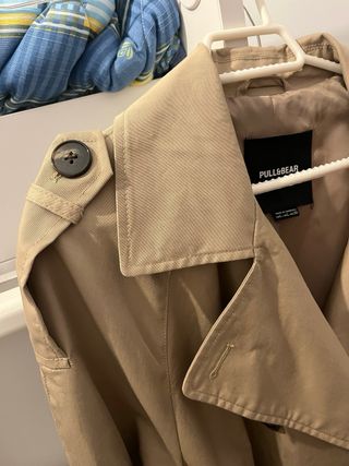 Gabardina larga mujer beige