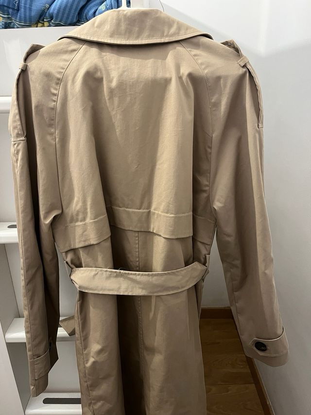 Gabardina larga mujer beige