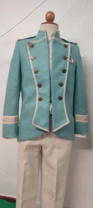 Traje de comunión niño azul y beige