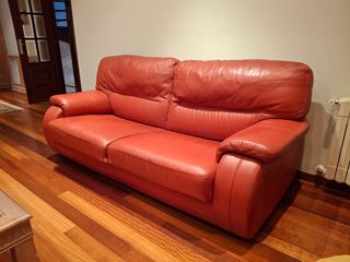 Pack sofá de piel y sillones reclinbles