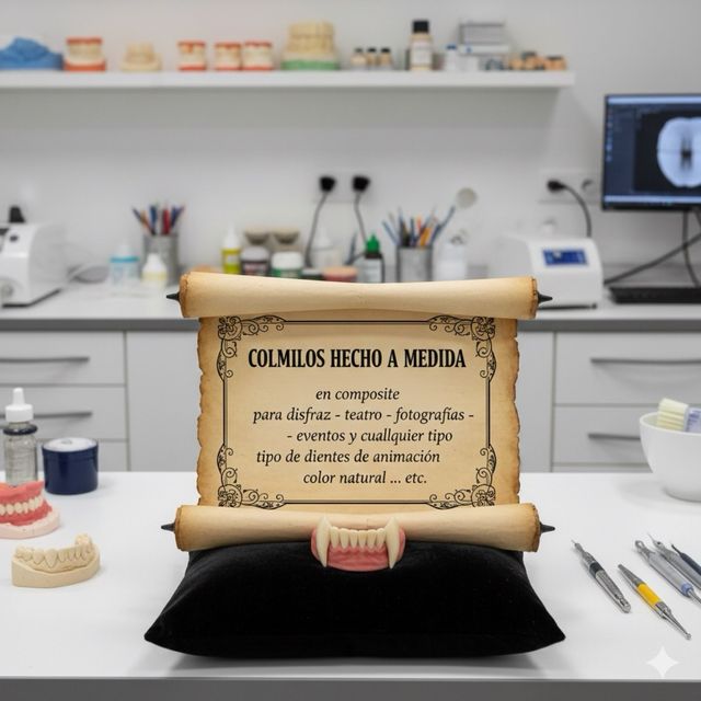 Colmillos hechos a medida en composite dental