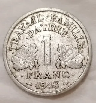 Moneta Stato Francese con fascio e spighe