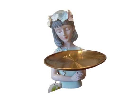 Busto ragazza con vassoio dorato