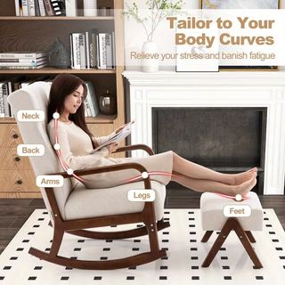 Dondolo con poggiapiedi, sedia a dondolo imbottita