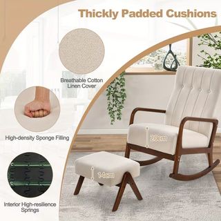 Dondolo con poggiapiedi, sedia a dondolo imbottita