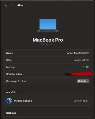 MacBook Pro 16” M1 Pro 16GB RAM