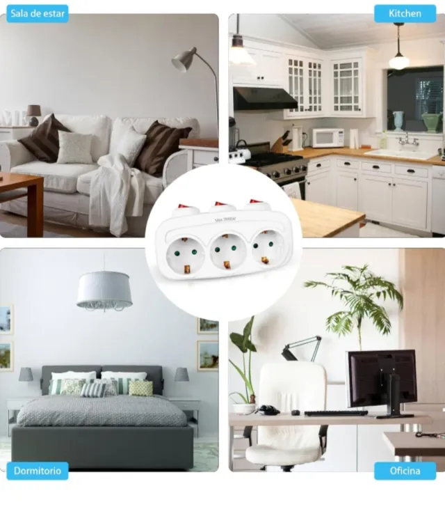 Regleta  Enchufe Europeo  3 Tomas Con Interruptor