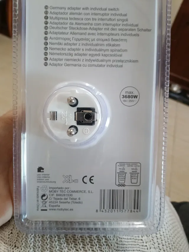 Regleta  Enchufe Europeo  3 Tomas Con Interruptor