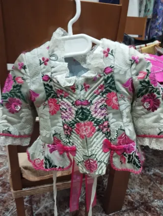 Traje Fallera Niña Beige y Rosa