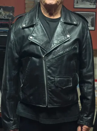 Chaqueta de cuero estilo Rockera Negra