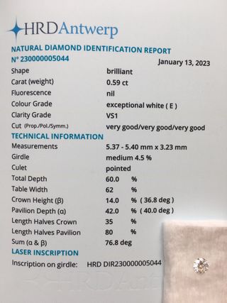 Pendientes oro18k con diamantes certificados HRD