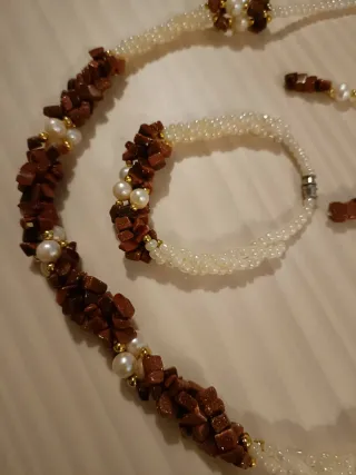 Conjunto Goldstone: Collar, Pulsera y Pendientes