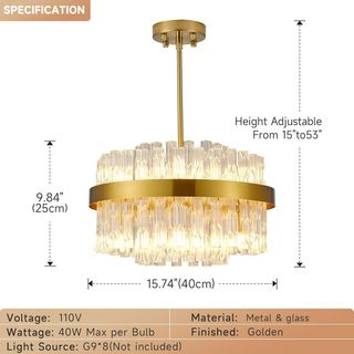 Lampadario in cristallo dorato