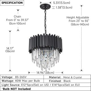 Lampadario in cristallo nero