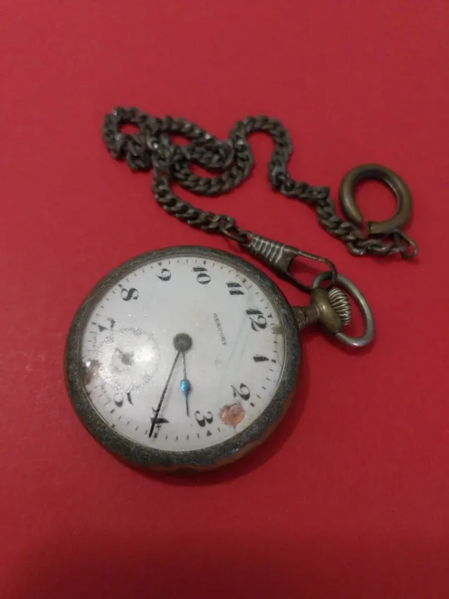 Relógio de Bolso Lepine Antigo com Corrente