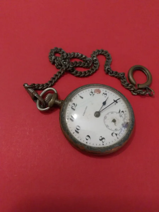 Relógio de Bolso Lepine Antigo com Corrente