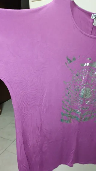 Maxi maglia fucsia stampa argento taglia unica