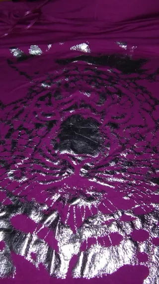 Maxi maglia fucsia stampa argento taglia unica