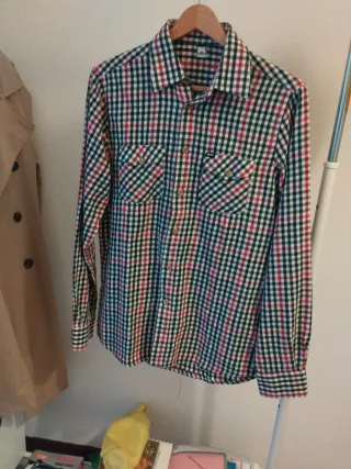 Camisa cuadros verde  y rojo invierno