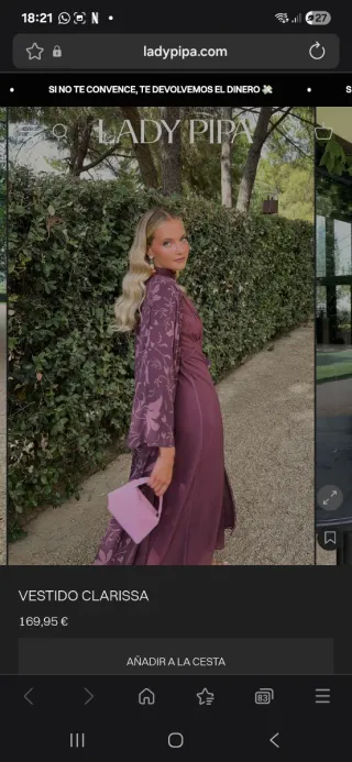 Vestido Lady Pipa Berenjena Talla XS