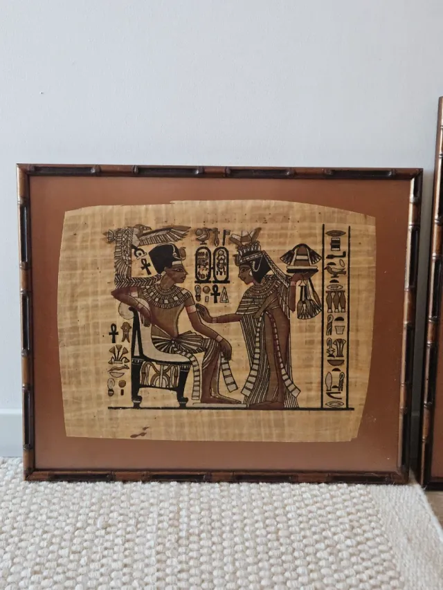 2 cuadros egipcios marco madera