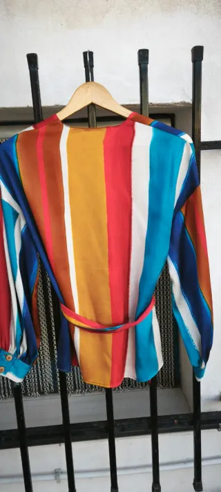 Camisa Zara Saten Rayas Multicolor