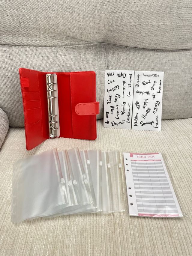 Carpeta de Ahorro con Sobres guardar dinero Rojo